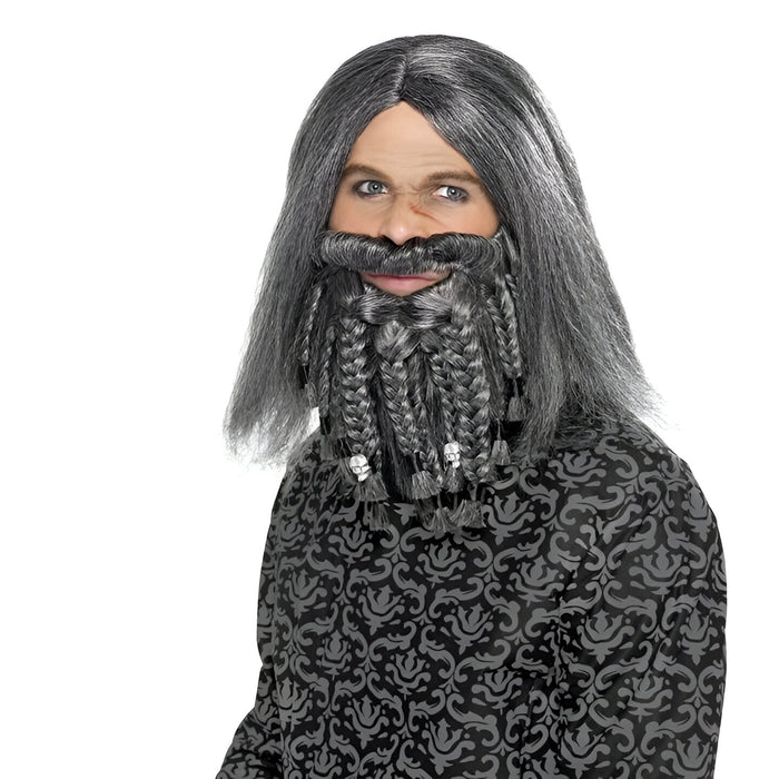 Pirate Wig And Beard Set - Grey (Adult)