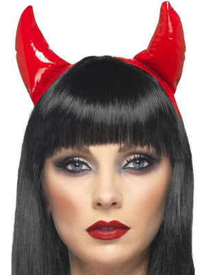 Plush Red Vinyl Devil Horns Headband