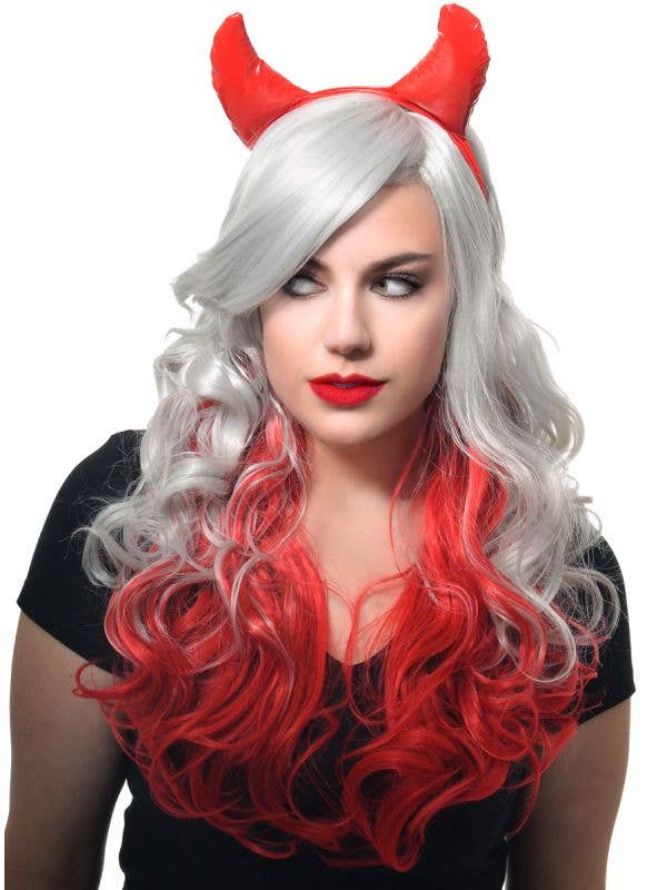 Plush Red Vinyl Devil Horns Headband