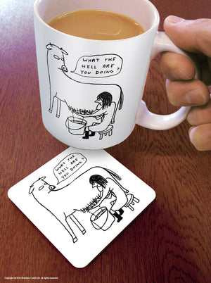 Funny Coaster - 'What The Hell' by David Shrigley