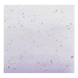 Gold Foil Lilac Ombre Paper Party Napkin - Pack of 16