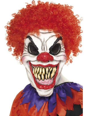 Horror Clown Mask With Red Hair - (Adult)