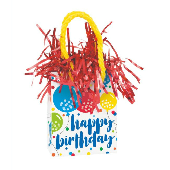 Gift Bag Shaped Balloon Weight - "Happy Birthday" Balloon Cheer