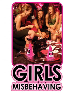 "BEWARE! Girls Misbehaving" Warning Cones, Pink - Pack Of 2