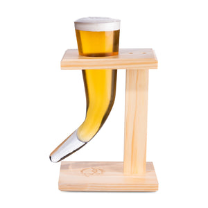 Viking Beer Horn Glass with Stand