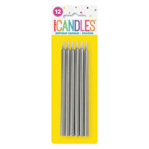 Silver Birthday Candles - Pack of 12