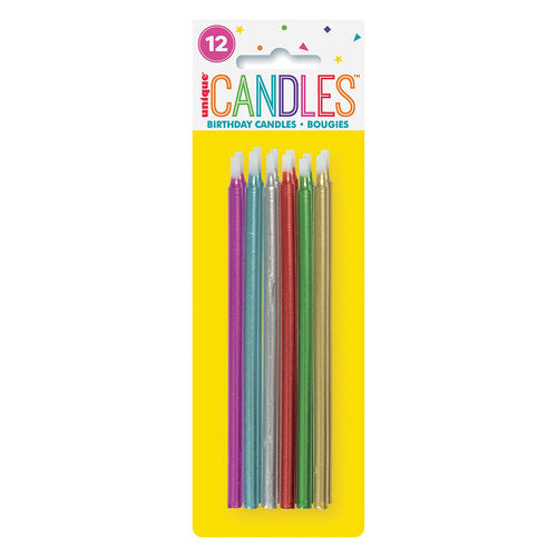 Assorted Metallic Birthday Candles - Pack of 12