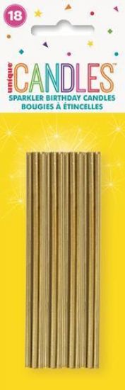 Gold Sparkle Birthday Candles - Pack of 18