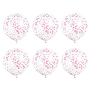 Clear Latex Balloons With Hot Pink Confetti - 12" (Pack of 6)