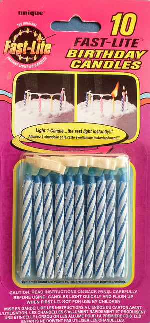 Fast-Lite Birthday Cake Candles - Blue (Pack of 10)