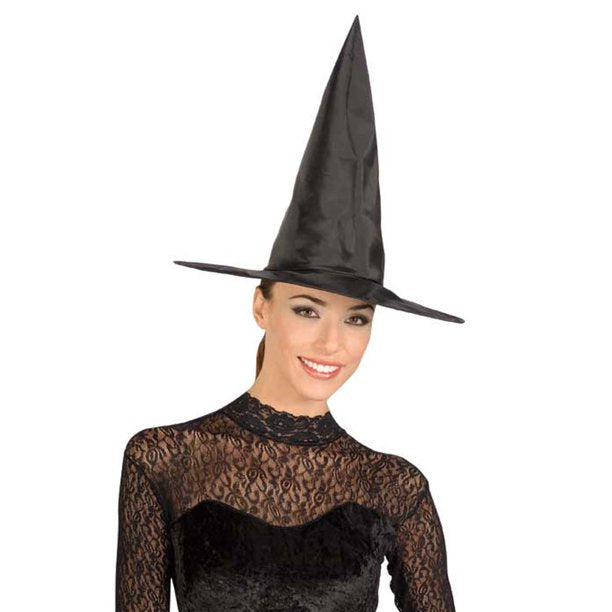 Black Taffeta Witches Hat - (Adult)