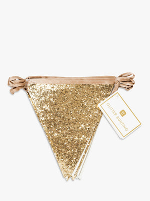 Luxe Gold Glitter Party Hanging Bunting - 10ft.