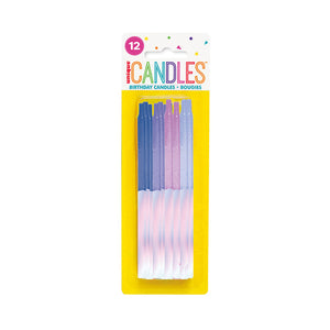 Iridescent Pastel Colour Dipped Birthday Candles, Assorted - Pack of 12