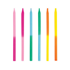 Rainbow 2 Colour Dipped Birthday Candles, Assorted - Pack of 12