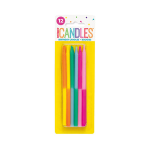 Rainbow 2 Colour Dipped Birthday Candles, Assorted - Pack of 12