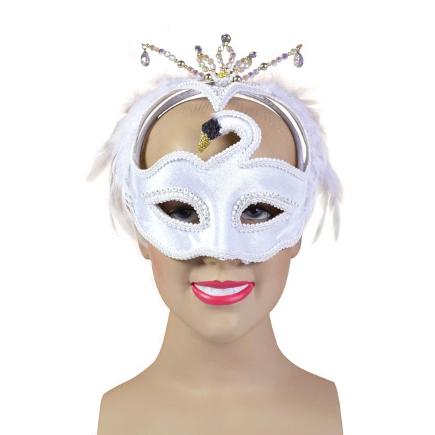 Swan Feathered Eye Mask - White (Adult)