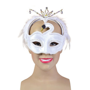 Swan Feathered Eye Mask - White (Adult)