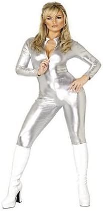 Catsuit Zip-up Costume - Silver (Adult)
