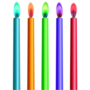 10 Colour Flame Birthday Candles & Holders