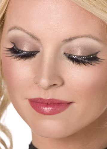 Party Eyelashes - Black With Diamante Crystals