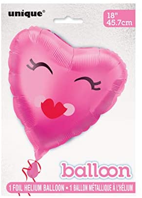 Smiling Pink Heart Valentines Helium Foil Balloon - 18"