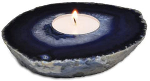 Agate Slab Tea-Light Candle Holder - Blue