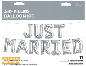 "JUST MARRIED" Silver Balloon Kit - 16"