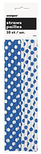 Royal Blue Polka Dot Paper Straws