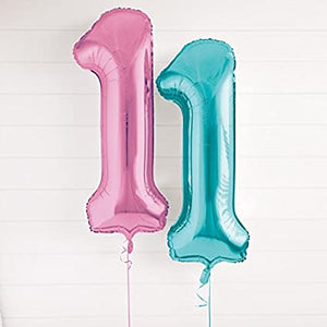 34" Number "1" Helium Foil Balloon - Lovely Pink
