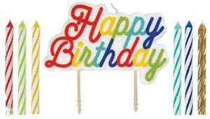Large "Happy Birthday" Pick Candle & Spiral Candles