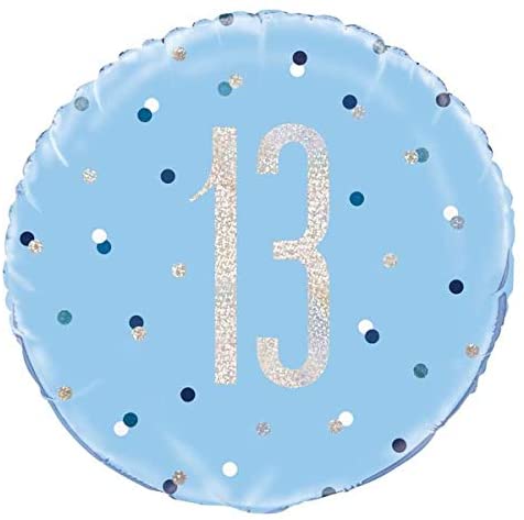 Glitz Blue & Silver 13th Birthday Helium Foil Balloon - 18"