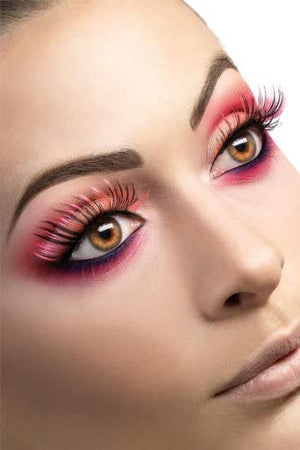 Party Eyelashes - Black And Pink Feathers