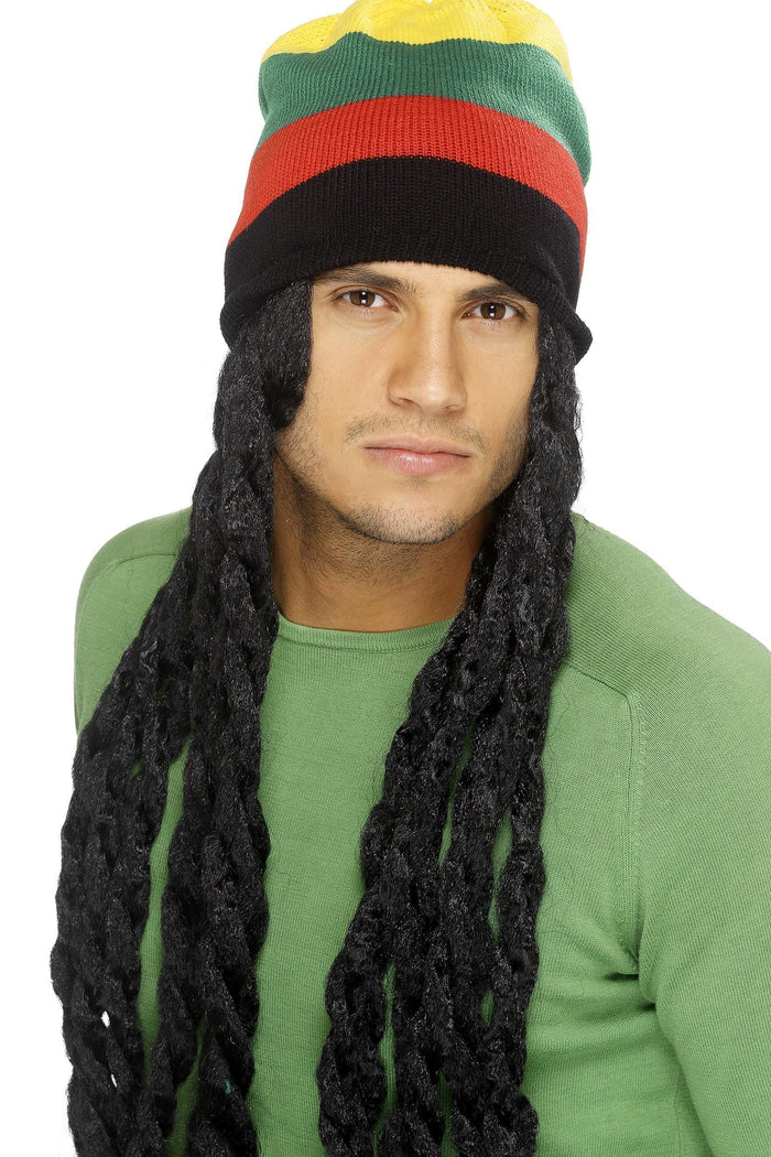 Rasta Hat With Dreadlocks Wig - Black (Adult)