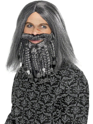 Pirate Wig And Beard Set - Grey (Adult)