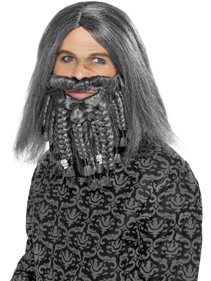 Pirate Wig And Beard Set - Grey (Adult)
