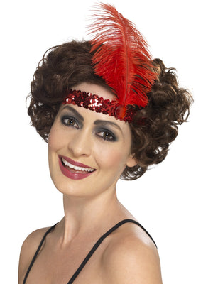 Flapper Sequin Headband - Red (Adult)