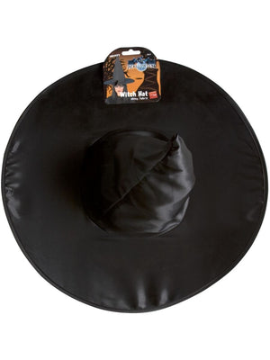 Black Shiny Fabric Witches Hat - (Adult)