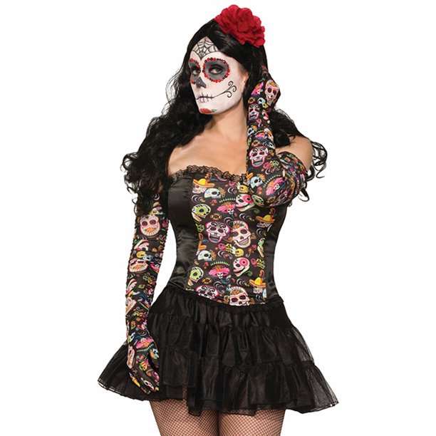 Day Of The Dead Ruched Gloves
