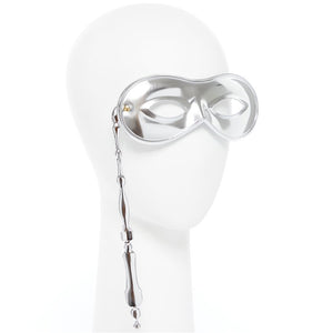 Domino Eye Mask on Stick - Silver