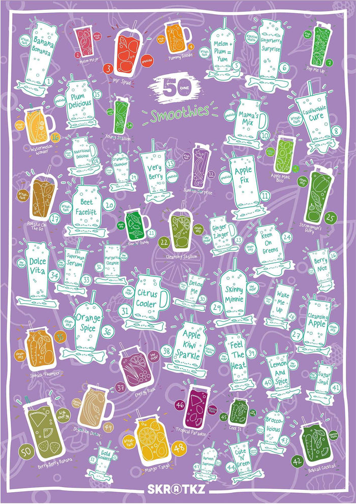 50 Smoothies Scratch Poster