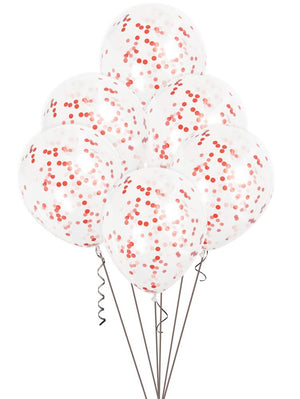 Clear Latex Balloons With Red Confetti - 12" (Pack of 6)