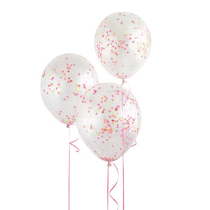 Clear Balloons With Neon Confetti - 12" (Pack of 6)