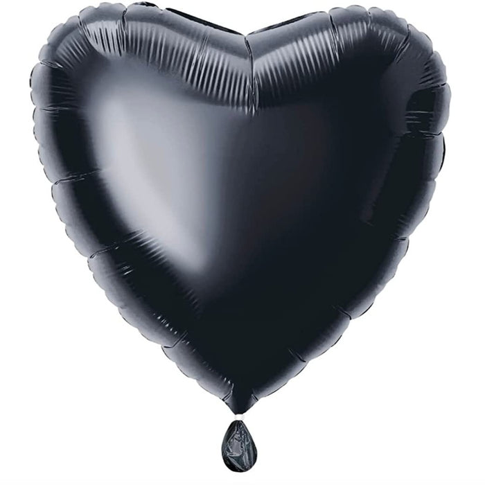 Black Heart Shaped Helium Foil Balloons - 18"