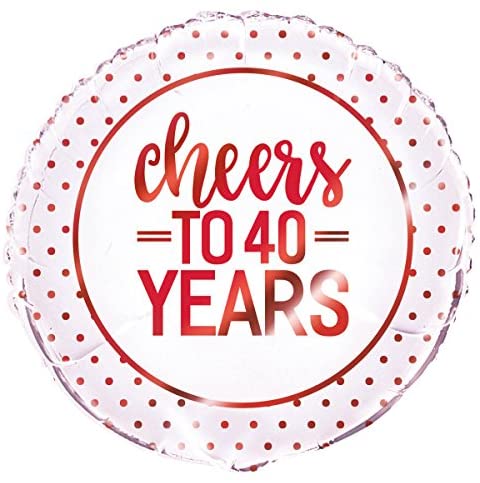 Red "Cheers to 40 Years" 40th Anniversary Helium Foil Balloon - 18"