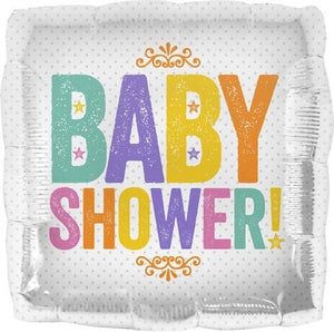 "BABY SHOWER!" Block Letters Cube Helium Foil Balloon - 18"