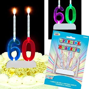Multicolour Flashing Number Cake Topper & Birthday Candle - (30, 40, 50, 60)