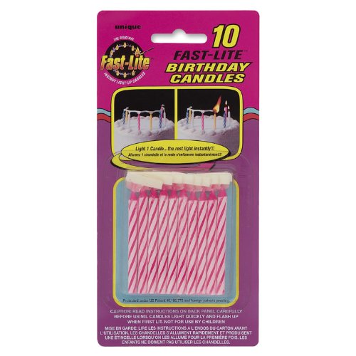 Fast-Lite Birthday Cake Candles - Pink (Pack of 10)