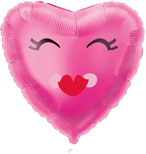 Smiling Pink Heart Valentines Helium Foil Balloon - 18"