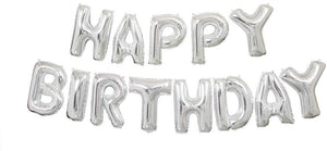 Silver "HAPPY BIRTHDAY" Letter Foil Balloon Banner Kit - 14"