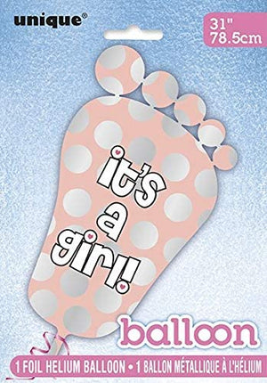 Giant Footprint "It's A Girl" Baby Shower Helium Foil Balloon - 31"